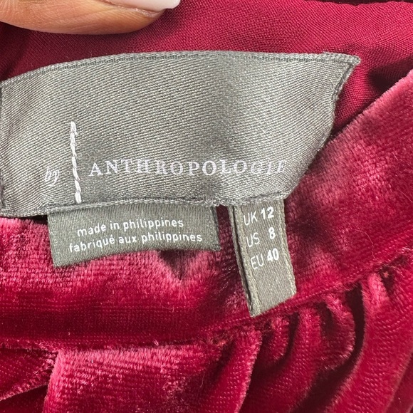 Anthropologie Velvet Mini Skirt Raspberry Red - Picture 4 of 5